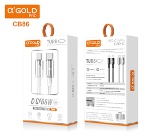 ￼Cabo Tipo c Turbo 60W USB-C Para Tipo C 2 Pontas 1 Metros original A'GOLD Carregamento Rápido