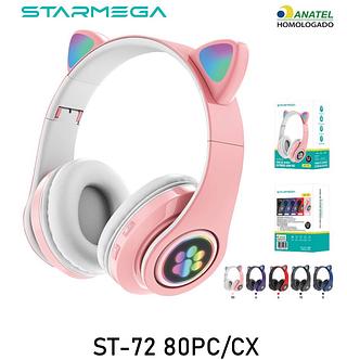 Fone De Ouvido Bluetooth Orelha Gatinho Infantil Led Sem Fio