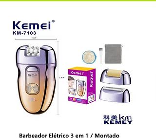 ￼Kemei Pinça Depilador Feminino Sem Fio Depilação Barbeador 3-Em-1 Navalha Elétrica Removedor De Pêlos Para Rosto Pernas