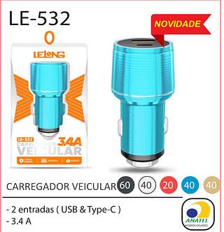 Carregador Veicular It-blue usb+type-c
