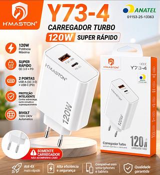 Carregador H'Maston 120W Carregamento Ultrarrápido-1USB+2PD