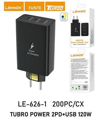 Carregador 120w Rápido Fonte 2 Entrada Tipo C Turbo+usb