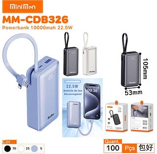 Power Bank Turbo com 2 cabos embutidos 10000mAh 22.5W-Original