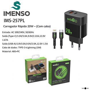 Carregador Turbo Entrada Dupla USB-A e USB-C saída Lightning