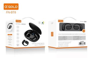 A'Gold FN-BT8 Fone de Ouvido Sem Fio Sport Bluetooth V5,3 Gancho Sem Borracha Prova Agua IPX5 Pro