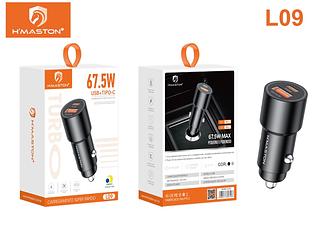 Fonte Carregador carro USB + Tipo-c 67.5W Hmaston