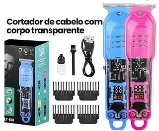 Máquina Para Cortar Cabelo, Barba, Depilação Corporal Sem Fio Com Display Lcd USB