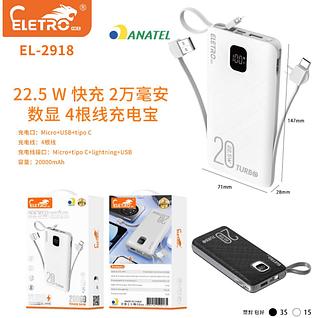 20000mah Power bank com carregamento rápido para alguns celulares com display de 22,5w com 4cabo