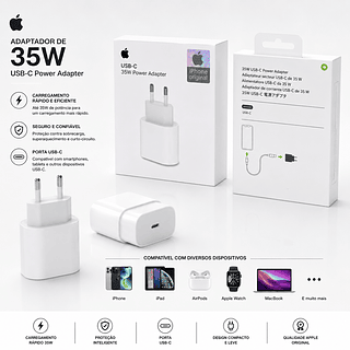 Fonte com 1hora carrecavel bateria 100% TURBO 1:1 FABRICA Carregador Compativel iPhone 11 12 Tipo C 35w Turbo