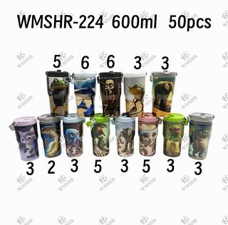 Garrafa Térmica 600ml com Alça e Canudo – Copo Inox Quente e Frio Estampa Fauna