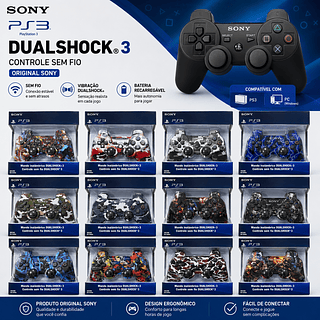 SONY PS3 Controle joystick sem fio Sony PlayStation Camuflar
