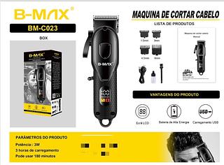 ￼Máquina De Cortar Cabelo Cortador Barbeador Aparador Profissional Acabamento Barba 8 Peças Elétrico