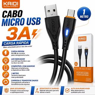 Cabo Carregador Usb Celular V8 Turbo Rápido 3A