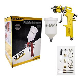 Maquina de Pintura Pistola Hvlp Profissional Automotiva Gravidade mais 3 Bicos Bojão 600ml