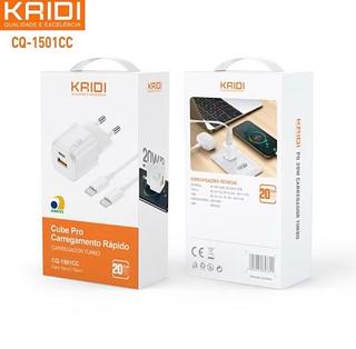 ￼Carregador de Tomada Fonte Turbo 20W cabo Tipo C para Tipo C KAIDI CQ-1501CC