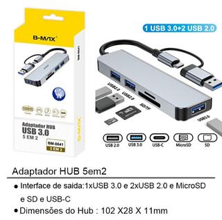 ￼ Tipo C 3.0 para SD/TF Cinco em Um Hub de Expansão para Notebook e Telefone Cabo Divisor USB C para Computador