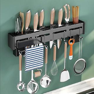 ￼Suporte Para Armazenamento de Facas com Ganchos Para Talheres Utensílios de Cozinha（50*10*6cm）