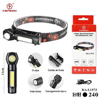 Lanterna De Cabeça 2 Em 1 Luz Led Xpe + Cob Kapbom Lanterna Branco Luz Preto