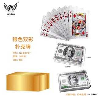 Baralho Dollar Poker Cartas Jogos P'agua - Jogo Cor:Prata