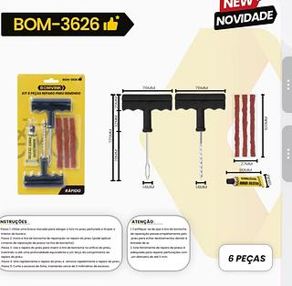 Kit Reparo De Pneu Sem Câmera Furado Carro Moto Bike 6 Peças - Idea bom-3626