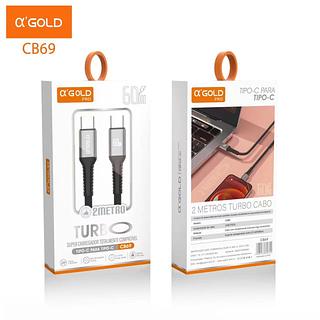 ￼Cabo Tipo c Turbo 66w tipo c Para Tipo C 2 Pontas 2 Metros original A'GOLD Carregamento Rápido