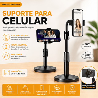￼Suporte De Celular Para Mesa Flexível Ajustável 360º