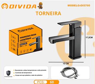 Torneira De Banheiro Gourmet, ABS Preto Fosco Água Fria