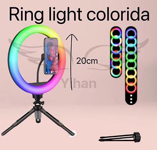 ring hight RGB 8polega 20cm com suporte celula，