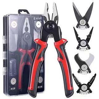 ￼vipdeal 5 em1 Alicate Multifuncional Combinação Intercambiável Descascador Fio Crimper Cortador