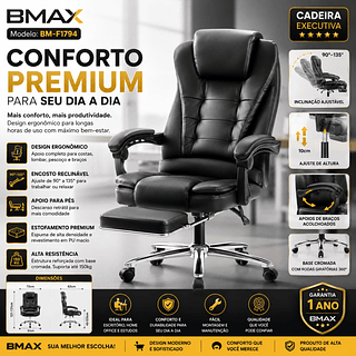 Cadeira Ergonômica Escritório Ajustável Reclinável Apoio Lombar Tela Mesh Confortável—BMAX