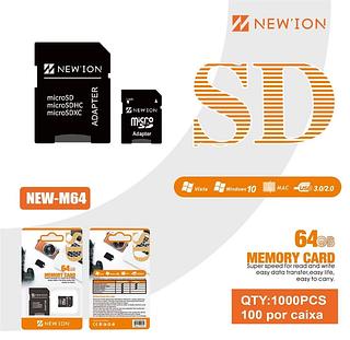 ￼Cartão de Memória Micro Sd 64GB Original com Adaptador Sd para Celular Notebook Filmadora-AGOLD