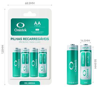 Pilha AA Bateri knup AA 4800Mah C/4 Mox Recarregável —pelo knup