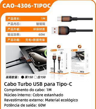 Cabo Turbo USB Prara Typec 1M 60W
