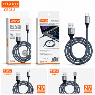 Cabo iphone Usb Carregador Ultra Rápido 2 metros Resistente Turbo 5.0A