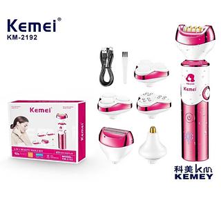 ￼Aparelho Depilador Feminino Recarregável Aparador De Pêlos Multifuncional Facial Corporal 6 em 1 Kemei KM-2192