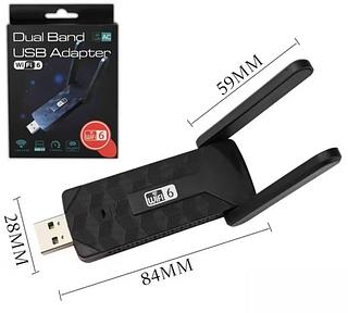 ￼Adaptador Wi-Fi 6 USB 3.0 Dual Band 2.4G/5.8G 1300Mbps com Antenas jorge
