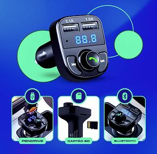 Adaptador Carregador Transmissor Usb Bluetooth Veicular Fm