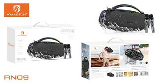 [HMASTON] Novo alto-falante Bluetooth RN09 (incluindo microfone sem fio * 2) Alto-falante à prova d'água de 6 níveis de alta potência de 120 W, tamanho: 366 * 152 * 200 MM（unimo tem video）