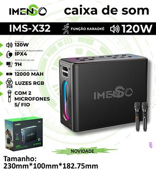 Caxia de som com dois microfone com Karaoke 120W， 230*183*100mm 100%Original