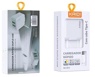 Carregador Kaidi 12w 2UB Compativel para TYPEC