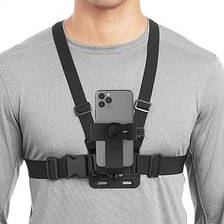 ￼Suporte de peito ajustável para telefones celulares e câmeras GoPro para peito de motocicleta e bicicleta