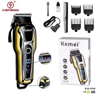 Maquina De Cortar Cabelo Sem Fio Turbo Profissional Kemei