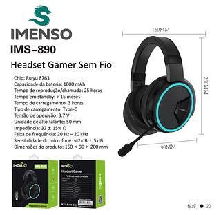 ￼Headset Gamer Imenso Ims890 Anc Bluetooth 5.2 Rgb