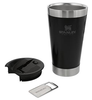 Copo Térmico De Cerveja Com Tampa Preto Fosco 473ml Cor Black（Caxia75pc✖️14=1050reais）