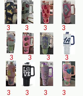 Copo Garrafa de água 1200Ml térmico strass brilho inox Quecher