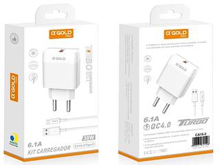 Carregador Completo TurboRápido 30w QC4.0 para typec—ADOLD