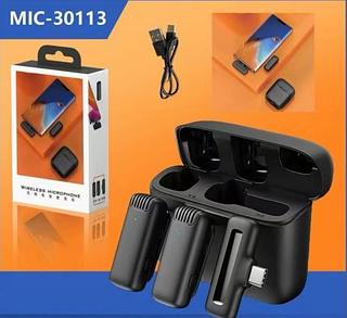 Microfone De Lapela Duplo Sem Fio Profissional Compatível Gravação Entrevista Tipo C Iphone 15