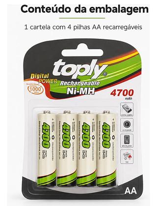 pilha carrecav aa com 4 4700mah