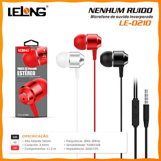 Fone De Ouvido Lelong C/ Microfone - Sem Ruído