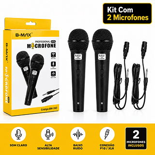 Kit Com dois Microfone Profissional • 2 Cabo P10 para XRL • Cabo: 2.5m